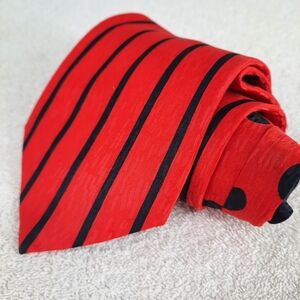 Tal's Elegant Orange and Black Striped Polkadot Silk Men's Tie Italy Hand Made